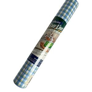 Vintage 1999 Manco Easy Liner Self Adhesive Shelf Liner Blue Plaid 12" x 18' NOS